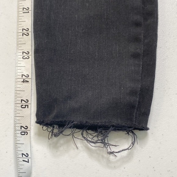 Free People Regan Exposed Button Fly  Black Skinny Jeans Raw Hem Ankle Stretchy - Picture 13 of 16